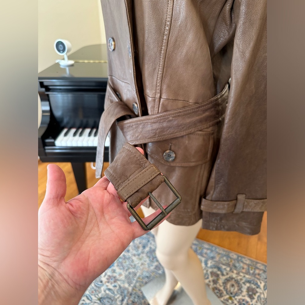 NWT Luxury Minimalist Premium Banana Republic Leather Double Breasted Jacket - Picture 12 of 17